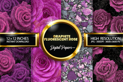 Fluorescent Rose Glitter Digital Papers - 04 Varitions Product Image 1