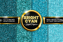 Bright Cyan Glitter Digital Papers - 04 Variations Product Image 1
