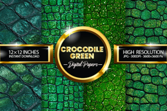 Crocodile Green Glitter Digital Papers - 04 Variations Product Image 1