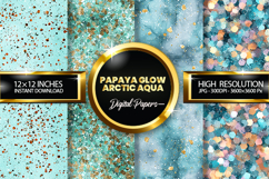 Papaya Glow Arctic Aqua Glitter Digital Papers - 04 Varition Product Image 1