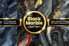Black Marbles Digital Papers - 04 Variations Product Image 1