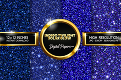 Indigo Twilight Glow Glitter Digital Papers - 04 Varitions Product Image 1