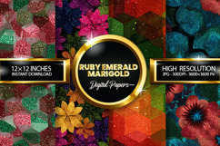 Ruby Emerald Marigold Glitter Digital Papers - 04 Varitions Product Image 1