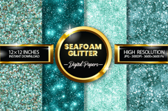 Seafoam Glitter Digital Papers - 04 Variations Product Image 1