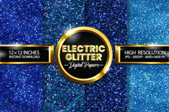 Electric Blue Glitter Digital Papers - 04 Variations Product Image 1