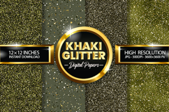 Khaki Glitter Digital Papers - 04 Variations Product Image 1