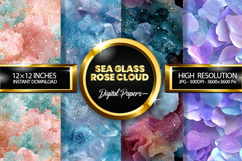 Sea Glass Rose Cloud Glitter Digital Papers - 04 Varitions Product Image 1