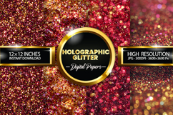 Holographic Glitter Digital Papers - 04 Variations Product Image 1