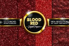 Blood Red Glitter Digital Papers - 04 Variations Product Image 1