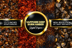 Sapphire Deep Burn Amber Glitter Digital Papers- 04 Varition Product Image 1