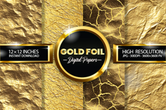 Gold Foil Glitter Digital Papers - 04 Variations Product Image 1