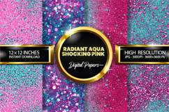 Radiant Aqua Shocking Pink Glitter Digital Papers Product Image 1