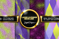 Laser Lavender Neon Lime Glitter Digital Papers- 04 Varition Product Image 1