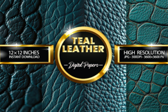 Teal Leather Digital Papers - 04 Variation Product Image 1