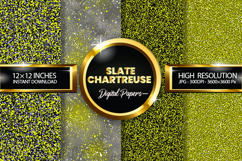 Slate Chartreuse Glitter Digital Papers - 04 Varitions Product Image 1