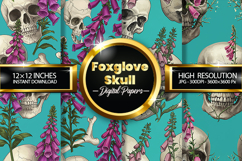 Foxglove Skull Digital Papers - 04 Variations Product Image 1