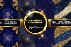 Starlight Gold Void Indigo Glitter Digital Papers Product Image 1