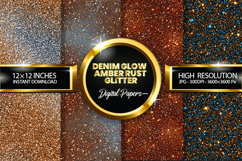 Denim Glow Amber Rust Glitter Digital Papers - 04 Variatio Product Image 1