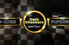 Dark Checkers Digital Papers - 04 Variations Product Image 1