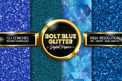 Bolt Blue Glitter Digital Papers - 04 Variations Product Image 1