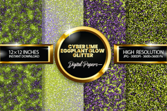 Cyber Lime Eggplant Glow Digital Papers - 04 Varitions Product Image 1