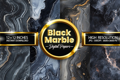 Black Marbles Digital Papers - 04 Variations Product Image 1