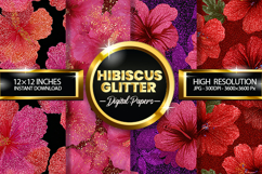 Seamless Hibiscus Glitter Digital Papers - 04 Variations Product Image 1
