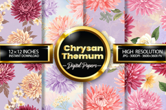 Watercolor Chrysanthemum Digital Papers - 04 Variations Product Image 1
