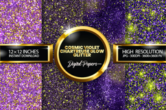 Cosmic Violet Chartreuse Glow Glitter Digital Papers Product Image 1