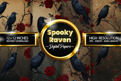 Spooky Raven Digital Papers - 04 Variations Product Image 1