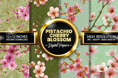 Pistachio Cherry Blossom Digital Papers - 04 Variations Product Image 1