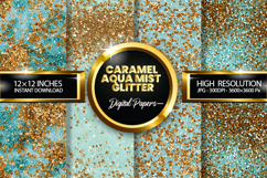 Caramel Aqua Mist Glitter Digital Papers - 04 Variations Product Image 1