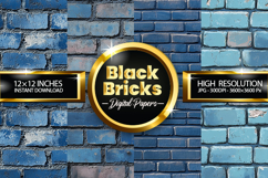 Blue Bricks Digital Papers - 04 Variations Product Image 1