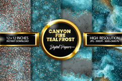 Canyon Fire Teal Frost Glitter Digital Papers - 04 Variation Product Image 1