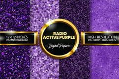 Radioactive Purple Glitter Digital Papers - 04 Variations Product Image 1