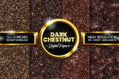 Dark Chestnut Glitter Digital Papers - 04 Variations Product Image 1