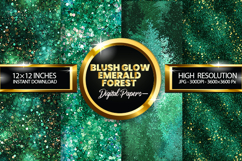 Blush Glow Emerald Forest Glitter Digital Papers Product Image 1