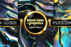 Black Holographics Digital Papers - 04 Variations Product Image 1