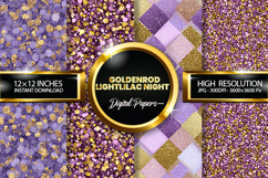 Goldenrod LightLilac Glitter Digital Papers - 04 Varitions Product Image 1