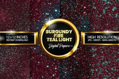 Burgundy Fire Teal Light Glitter Digital Papers - 04 Variati Product Image 1