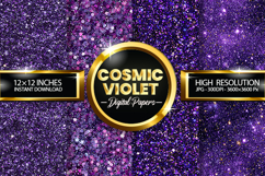 Cosmic Violet Glitter Digital Papers - 04 Variations Product Image 1
