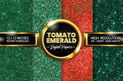 Tomato Emerald Glitter Digital Papers - 04 Variations Product Image 1