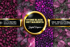 Stone Black Hot Magenta Glitter Digital Papers - 04 Varition Product Image 1
