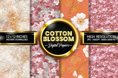 Cotton Blossom Glitter Digital Papers - 04 Variations Product Image 1