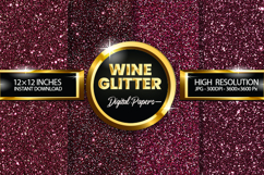 Wine Glitter Digital Papers - 04 Variations Product Image 1