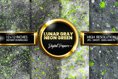 Lunar Gray Neon Green Glitter Digital Papers- 04 Varitions Product Image 1