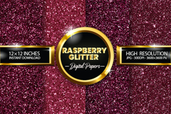 Raspberry Glitter Digital Papers - 04 Variations Product Image 1