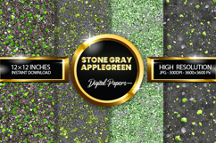 Stone Gray AppleGreen Glitter Digital Papers - 04 Varitions Product Image 1