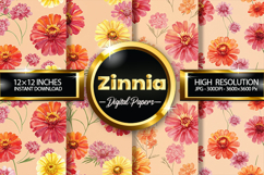 Watercolor Zinnia Digital Papers - 04 Variations Product Image 1