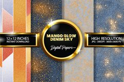 Mango Glow Denim Sky Glitter Digital Papers- 04 Varitions Product Image 1